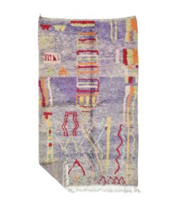 FIDAA - Faded Purple Carpet - Moroccan Boujaad Abstract Rug 4x7