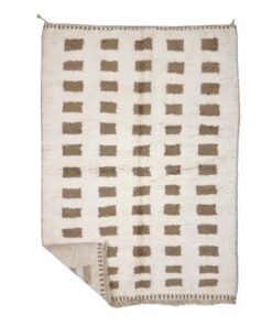 AFIA - Light Brown And White Rug - Wool Beni Ourain Grid Carpet 6x8