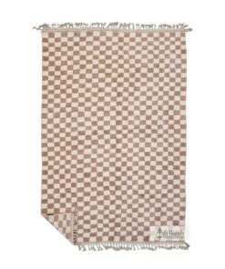 AMINA - Brown And White Checkered Rug - Moroccan Beni Ourain Rug 8x13