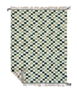 FAWAR - Moroccan Green Checkered Rug - Beni Ourain Wool Rug 8x11