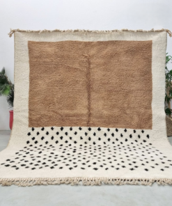 Alternative view of DALIA-Brown and White Moroccan Carpet-Custom Beni Ourain Dotted Rug