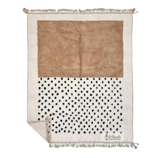 DALIA-Brown and White Moroccan Carpet-Custom Beni Ourain Dotted Rug