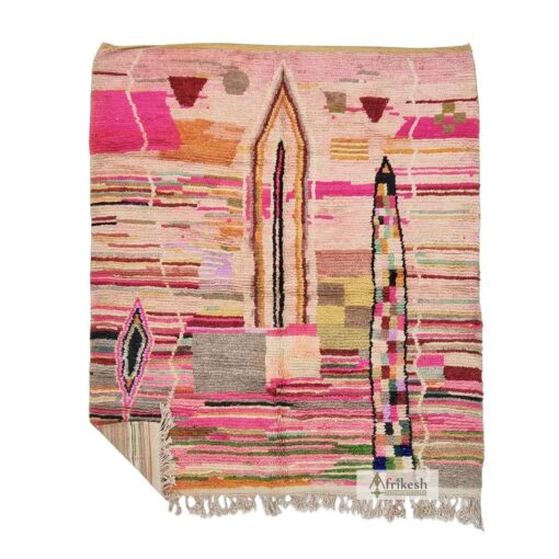 KINDA - Pink Wool Carpet - Boujaad Abstract Rug 8x9