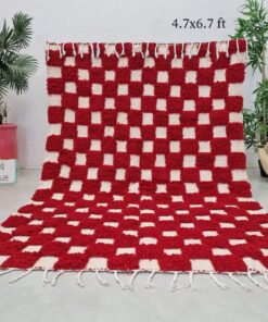 Alternative view of RAYANA – Red And White Rug – Wool Beni Ourain Tufted Carpet 4x7