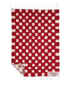 RAYANA – Red And White Rug – Wool Beni Ourain Tufted Carpet 4x7