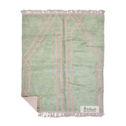 HILA – Green And Pink Rug – Beni Ourain Tufted Custom Rug Sizes