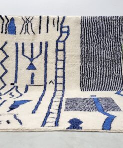 Alternative view of RADIA – Blue & White Rug – Beni Ourain Abstract Custom Rug Sizes