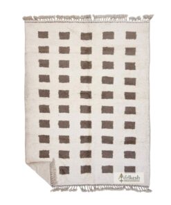 AFIA - Brown And White Handmade Rug - Beni Ourain Grid Carpet 9x11