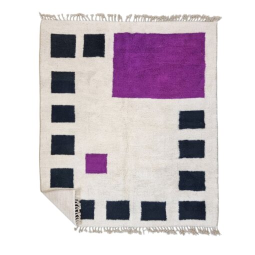 MAYSA – Purple And Black Rug – Berber Beni Ourain Geometric Rug 8x10