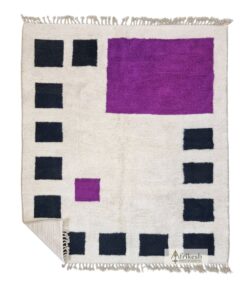 MAYSA – Purple And Black Rug – Beni Ourain Geometric Custom Rug
