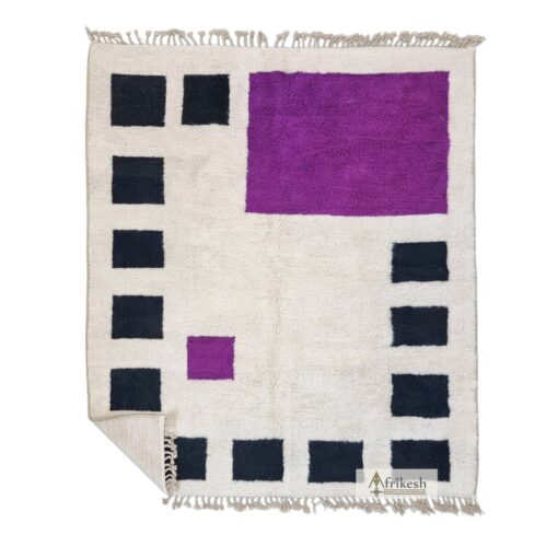 MAYSA – Purple And Black Rug – Beni Ourain Geometric Custom Rug