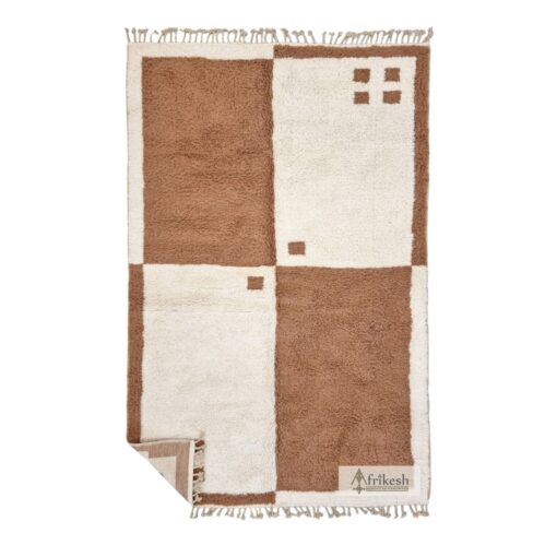 JEMA – Brown And White Rug– Beni Ourain Geometric Custom Rug Sizes
