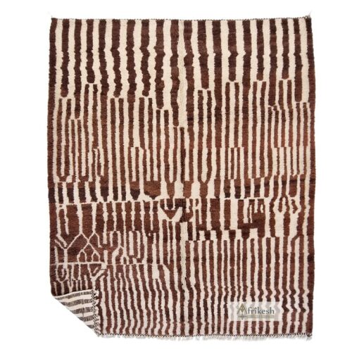 SHAWIA – Moroccan Brown Striped Rug – Beni Ourain Rug - Custom Sizes