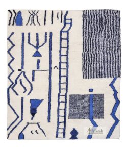RADIA – Blue & White Rug – Beni Ourain Abstract Custom Rug Sizes