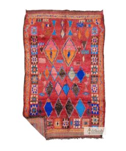 ZAYLI - Red & Blue Boho Rug - Vintage Diamond Carpet 5x8