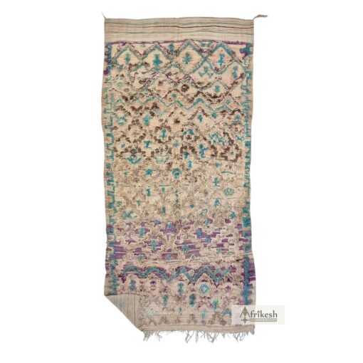 KARAZ - Beige and Turquoise Rug - Beni M'Guild Geometric Carpet 6x13