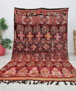 Alternative view of SAWAL - Moroccan Vintage Rug - Maroon Wool Abstract Carpet 6x9