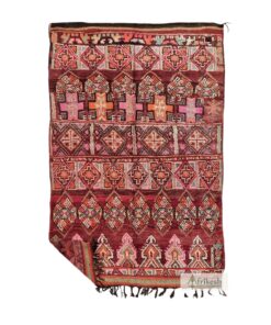 SAWAL - Moroccan Vintage Rug - Maroon Wool Abstract Carpet 6x9