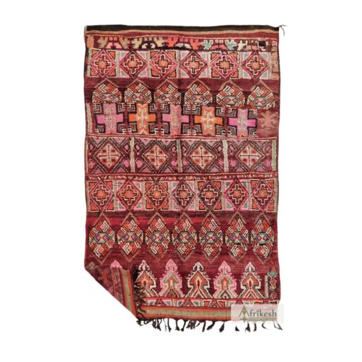 SAWAL - Moroccan Vintage Rug - Maroon Wool Abstract Carpet 6x9