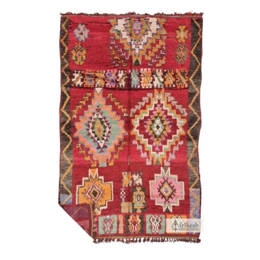 KANYA - Red Moroccan Boho Rug - Vintage Carpet 6x9