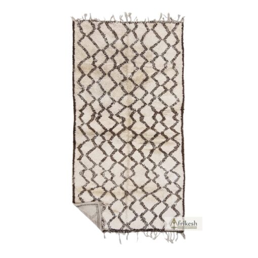 SARAB - Beni Ourain Cream and Brown Rug - Vintage Geometric Rug 6x12