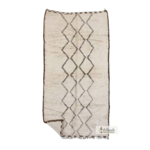 ZOMURODA- Beni Ourain White and Brown Rug - Vintage Diamond Rug 6x13
