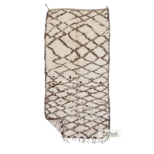 BARBAR - Beni Ourain Cream and Brown Rug - Vintage Geometric Rug 6x12