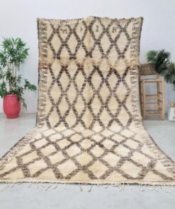 Alternative view of FARAZ - Beni Ourain Cream and Brown Rug - Vintage Geometric Rug 5x10
