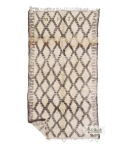 FARAZ - Beni Ourain Cream and Brown Rug - Vintage Geometric Rug 5x10