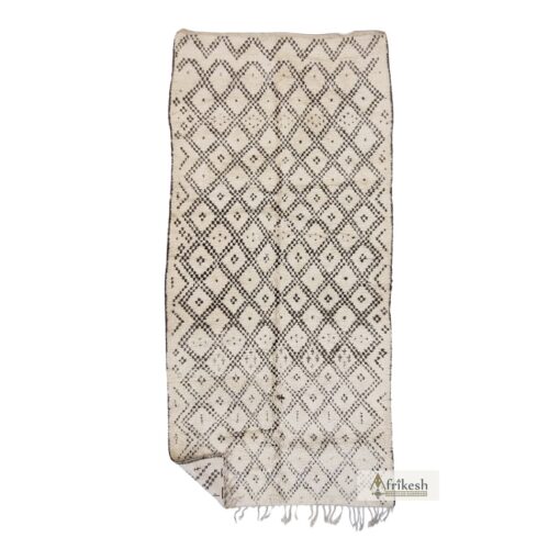 AAIN - Beni Ourain White and Brown Rug - Vintage Diamond Rug 6x12