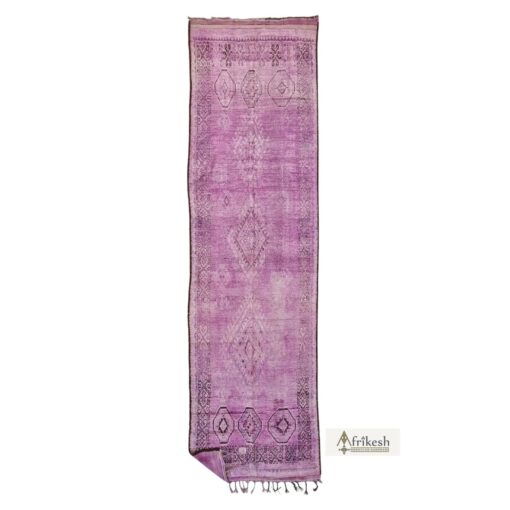 BARBARA - Moroccan Faded Mauve Rug - Vintage Sbai Carpet 5x18