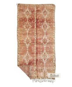 AAYAH - Beni Ourain Faded Red Rug - Vintage Geometric Rug 5x9