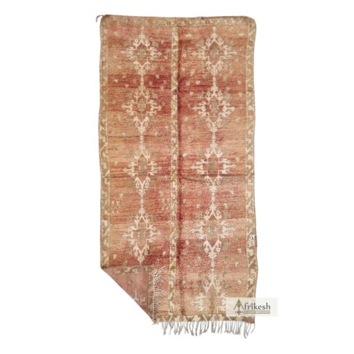AAYAH - Beni Ourain Faded Red Rug - Vintage Geometric Rug 5x9