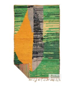 DAHAR - Moroccan Green and Orange Rug - Boujaad Abstract Rug 5x8