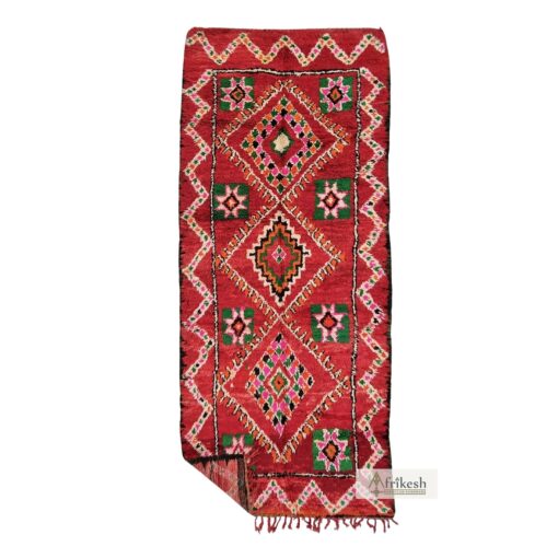 WAYAN - Moroccan Vintage Red Rug - Berber Geometric Carpet 5x13