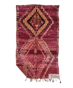 JANAT - Moroccan Maroon Rug - Berber Vintage Diamond Carpet 5x9