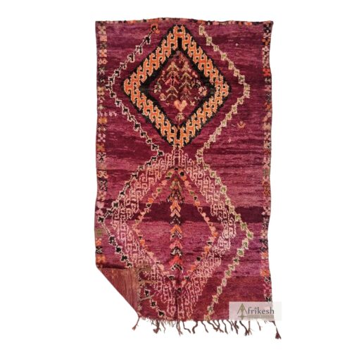 JANAT - Moroccan Maroon Rug - Berber Vintage Diamond Carpet 5x9