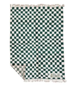 FANAA - Green and White Checkered rug - Beni Ourain Custom Rugs