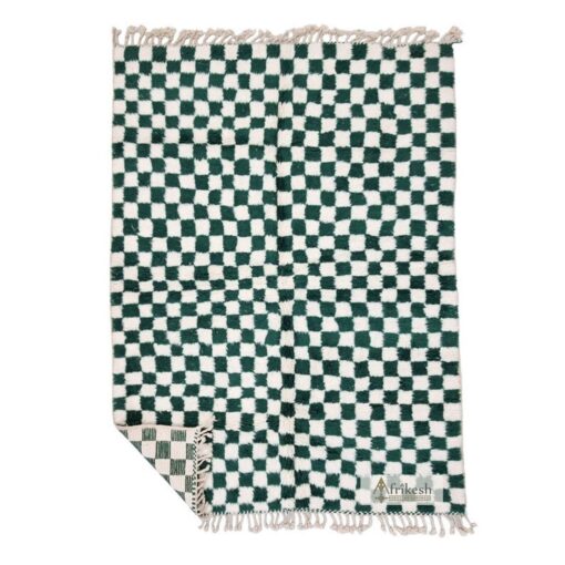 FANAA - Green and White Checkered rug - Beni Ourain Custom Rugs