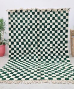 Alternative view of FANAA - Green and White Checkered rug - Beni Ourain Custom Rugs