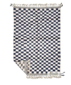 RODAYNA - Gray And White Checkered Rug - Beni Ourain Carpet 6x8