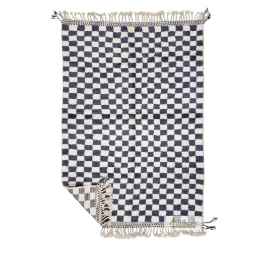 RODAYNA - Gray And White Checkered Rug - Beni Ourain Carpet 6x8