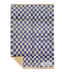 INSAF - Moroccan Blue and Beige Rug - Boujaad Checkered Rug 6x9
