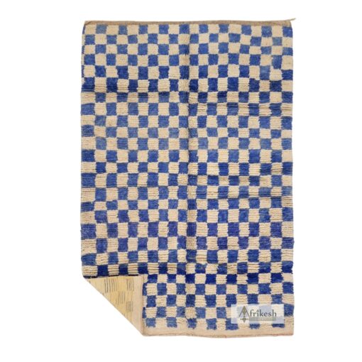 INSAF - Moroccan Blue and Beige Rug - Boujaad Checkered Rug 6x9