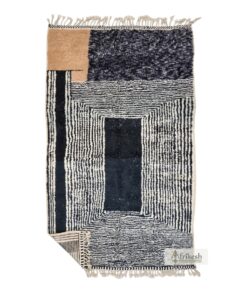 CYLIA – Black Moroccan Rug - Beni Ourain Striped Carpet 6x9