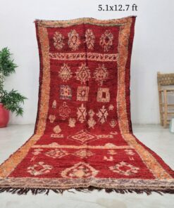 Alternative view of RAFIA - Red Moroccan Rug - Bohemian Vintage Abstract Carpet 5x12