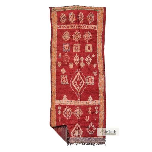 RAFIA - Red Moroccan Rug - Bohemian Vintage Abstract Carpet 5x12