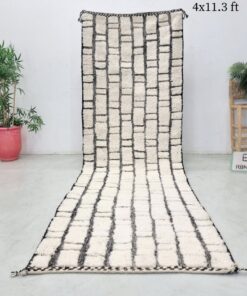 Alternative view of Beni Ourain Runner Rug - Tufted Custom Runner Black And White Rug