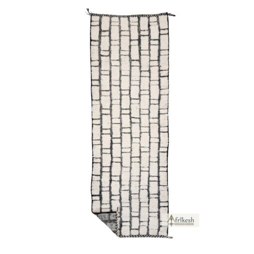 Beni Ourain Runner Rug - Tufted Custom Runner Black And White Rug