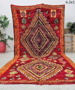 Alternative view of DAKIA - Red and Orange Rug - Bohemian Vintage Diamond Carpet 6x12